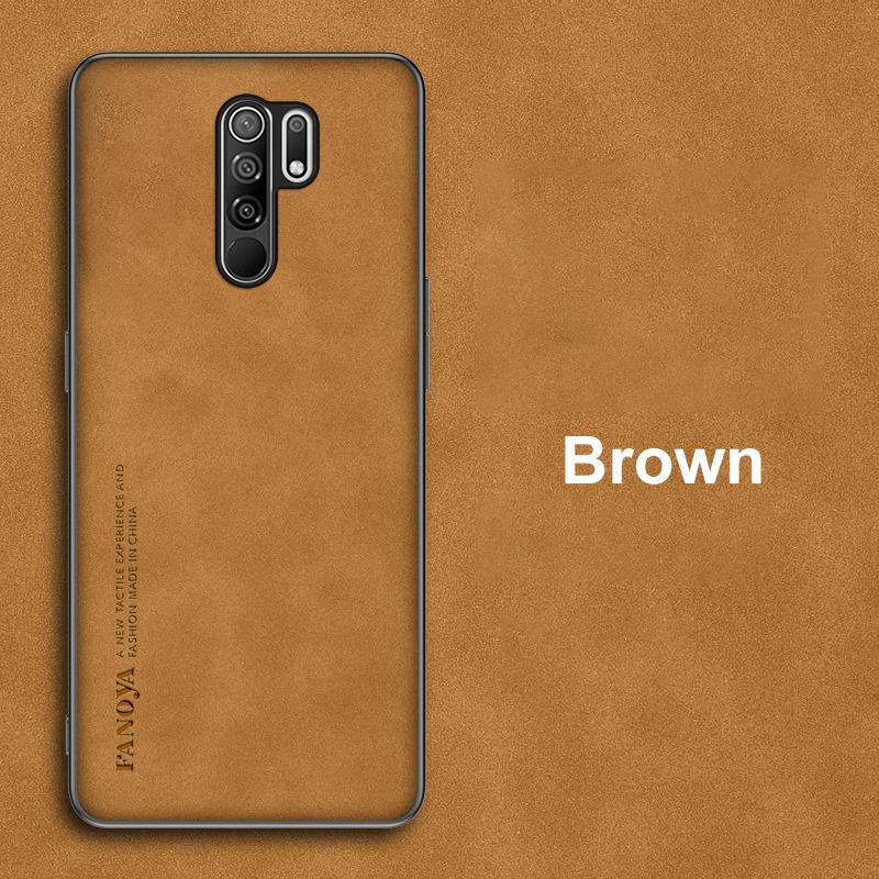 

Роскошный чехол из искусственной ПУ кожи для Xiaomi Redmi 9, задняя крышка, матовая противоударная защита, силиконовый чехол для телефона для Redmi Note 8 Pro Redmi9 For Redmi 9 коричневый
