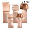 20/30pcs Dinnerware Set Stainless Steel Tableware Hammer Pattern Handle Knife Fork Coffee Spoon Flatware Dishwasher Safe Cutlery