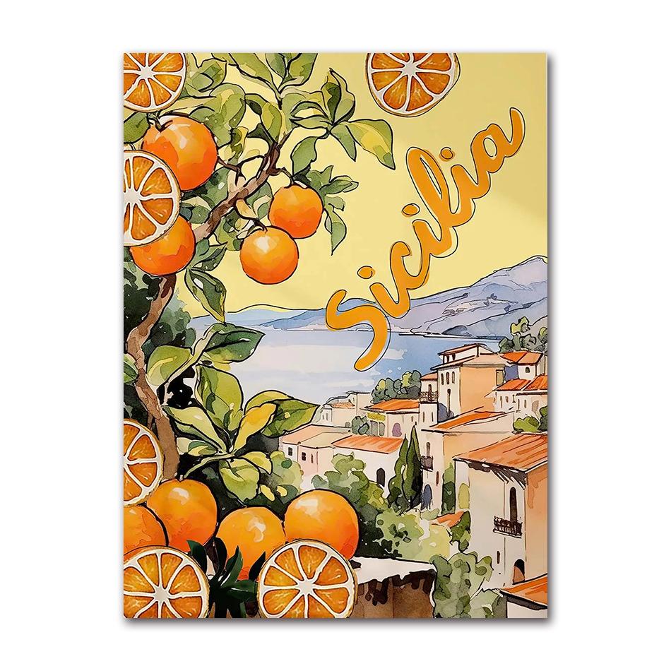 La Dolce Vita Limone Poster Stampe Retro Spritz Pittura su Tela Santorini Italia Viaggio Arte da Parete per Stanza Caffè Decorazione Quadro