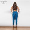 Shascullfites Melody Skinny Blue Jeggings mit hohem Bund und Knöpfen, Bleistifthose, Streetwear