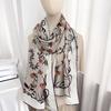 New Literary and Retro Autumn and Winter Silk Long Scarf Silk Wool Scarf Large Shawl Warm Dual-purpose Double-sided Printing