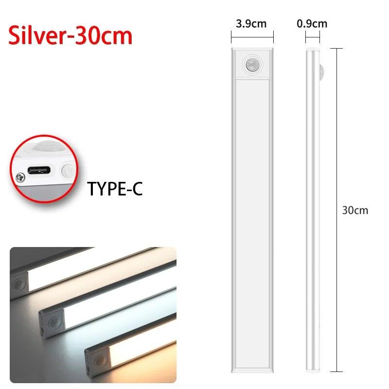 Nachtlicht 20/30/40/50cm Ultra-dünnes LED-Licht Schranklicht Bewegungssensor Kabellos Typ-C Für Küche Schlafzimmer Kleiderschrank Beleuchtung