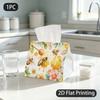 1pc Tissue Box, Watercolor Bees Honey Flowers Fresh Sweet Pattern, 2D Flat Printing, Many Uses, Strong And Firm, Tissue Holder, for Outdoor Use, 2D Fl