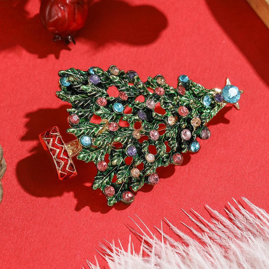 Weihnachtsbaum Brosche Mode Strass Accessoires Legierung Diamant Tropfen Pflanze Brosche
