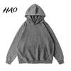 Ausgefranster gewaschener Baumwoll-Hoodie Herbst Frühling Unisex Große Tasche Mit Kapuze Locker Elastische Bündchen Und Saum Abfallende Schulter Einfarbig Sportbekleidung Oberteil Herbst