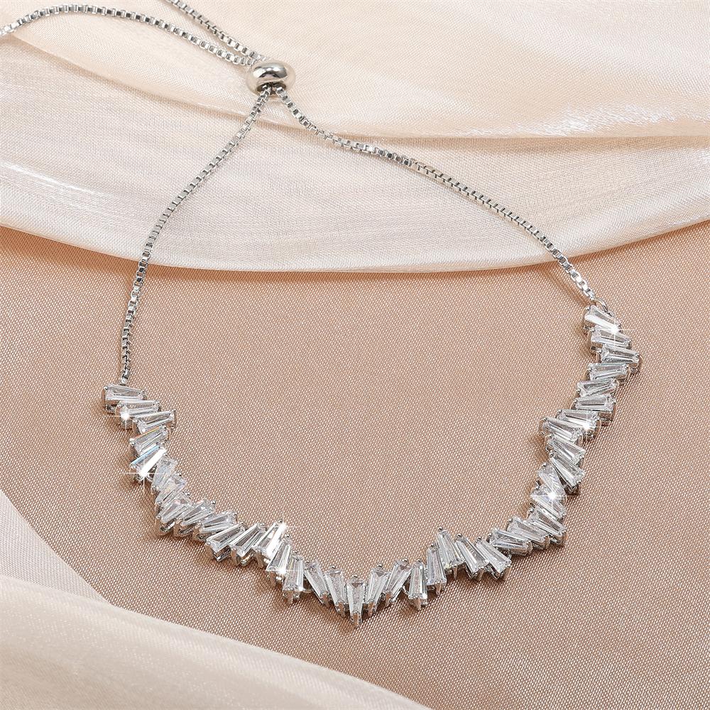 ZAKOL Luxury Shiny AAA Cubic Zirconia Adjustable Bracelet Brilliant Zircon Versatile Wedding Zircon Gift for Women