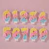 Rainbow Glitter Number Candles for Children's Birthday Cake, 0-9 Toppers