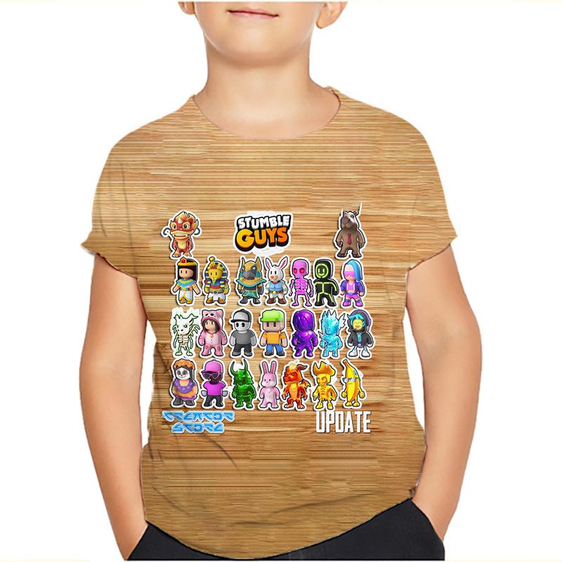 Çocuklar Stumble Erkekler Tişörtleri Stumble Oyunu Karikatür 3D Baskı Kısa Kollu Erkek/Kız O-Yaka Moda Tişört Erkek Çocuk Tişörtleri Üstler Giyim