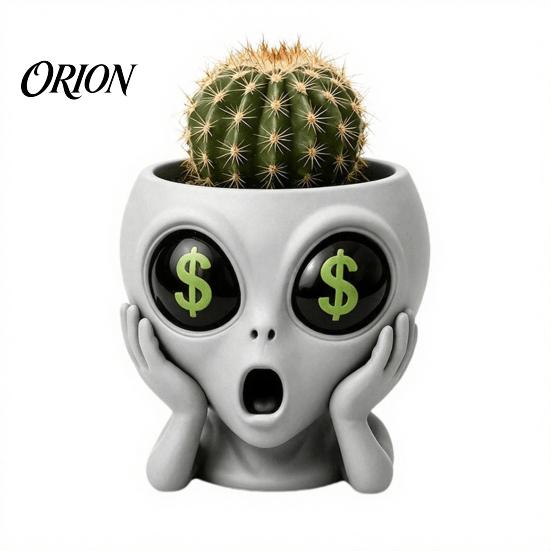 Funny Alien Planter Face Planter, 3D Printed Novelty Plant Pot, Cute Gray Decorative Holder Head for Succulents Cacti Home Table Shelf Decoration