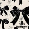 Black Bow Coquette Shower Curtain Girls Vintage Bowknot Retro Floral Wildflower Girly Fashion Elegant Plant Bathroom Set