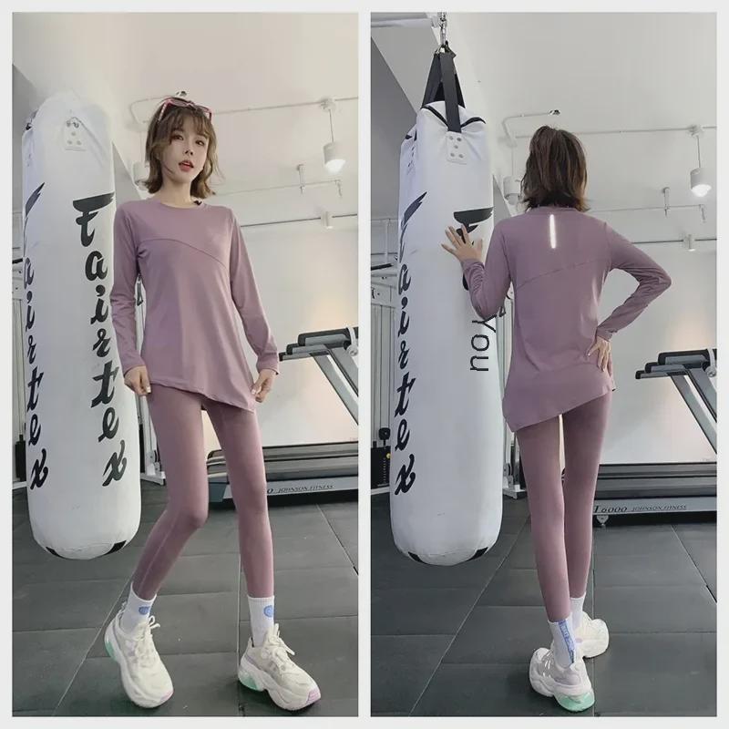 Damen Zweiteiliger Yoga- und Fitnessanzug - Frühling/Herbst Mode für Pilates, Laufen und Sport