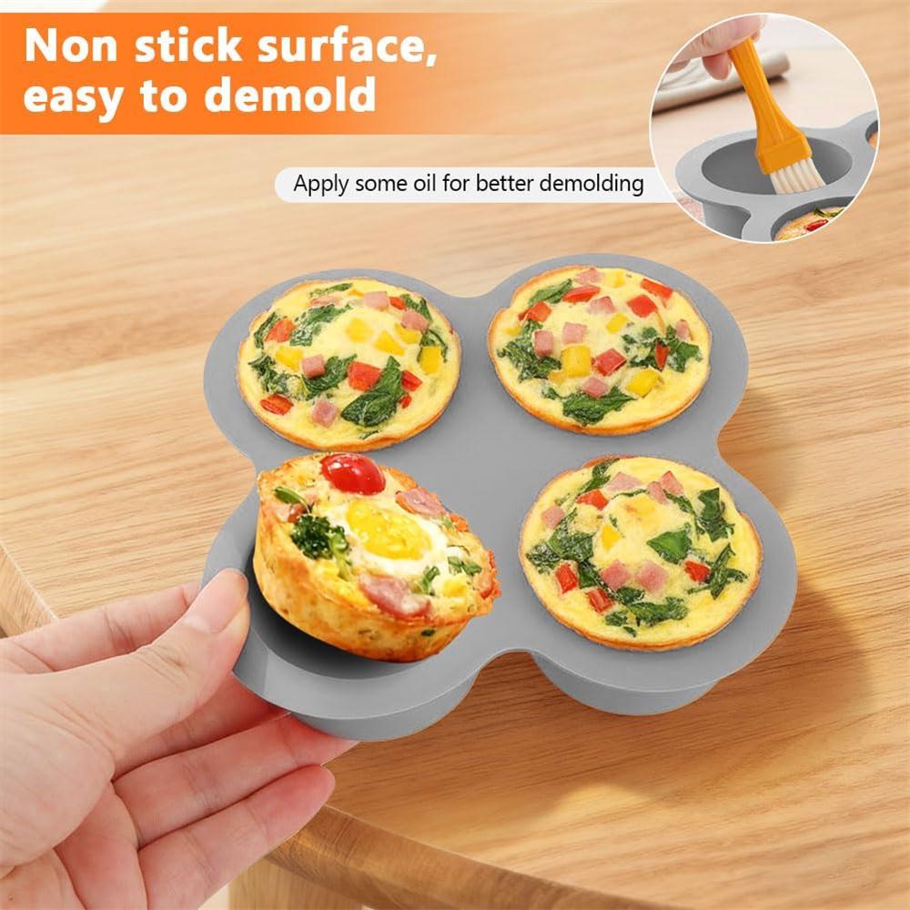 Air Fryer Egg Mold Round Shape Eggs Mold 4 Cavity Non-Stick Silicone Air Fryer Egg Pan Egg Steamer Cooking Mold Fried Egg Tool
