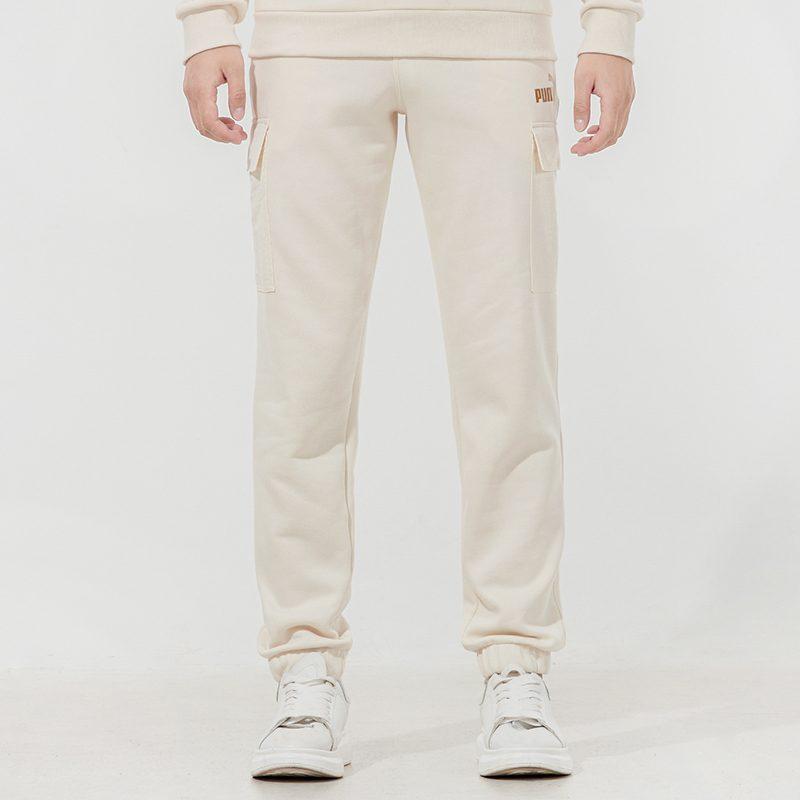 PUMA Winterized Knitted Sweatpants Men's Ivory White Thickened Straight Fit Pants 848258-73