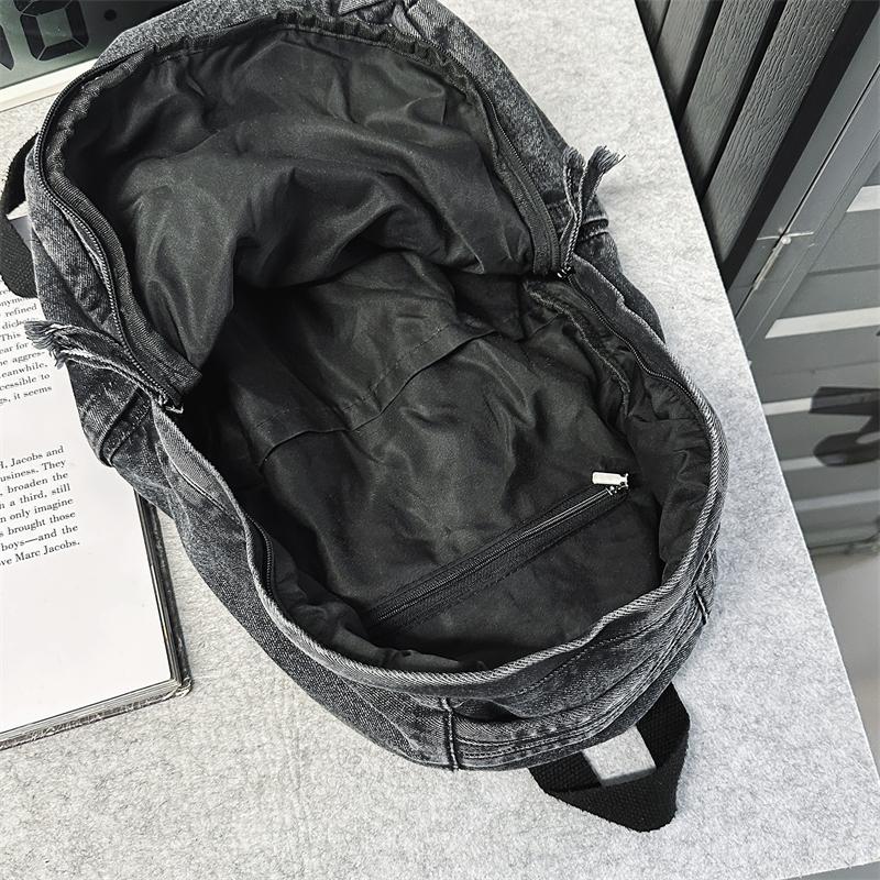 Retro džínový batoh s velkou kapacitou studentská školní taška