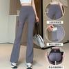 Women High Waist Shark Skin Flare Pants High Elastic Tummy Control Lifting Hip Yoga Pants Thin Pocket Long Trousers Plus Size Daily Outerwear