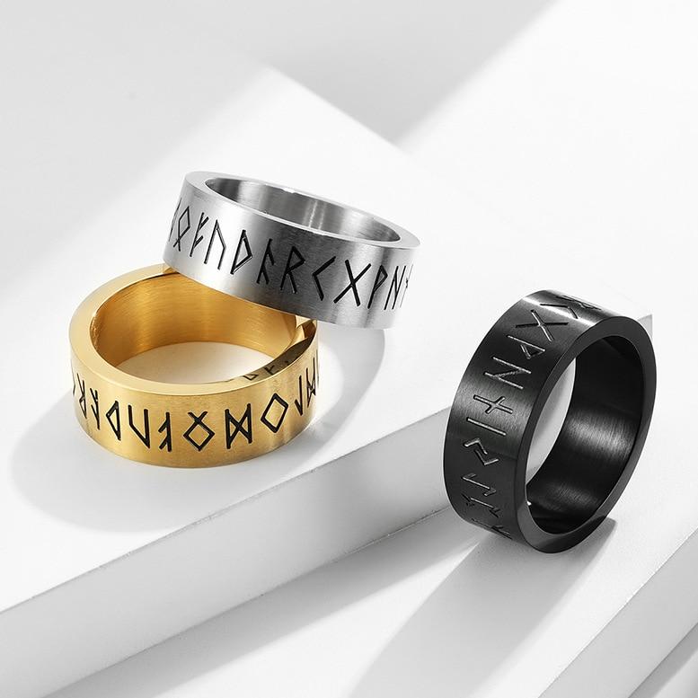 Wikinger Rune Titanstahl Matt Gebürsteter Ring Herren- und Damenzubehör Weihnachtsgeschenk Schmuck