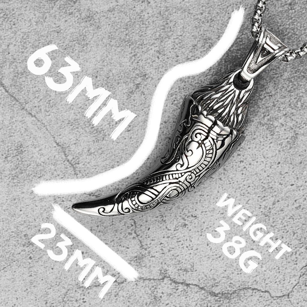 Carved Wolf Teeth Men Necklaces With Pendant Stainless Steel Jewelry For Male Women Punk Hip Hop Accessories Gifts