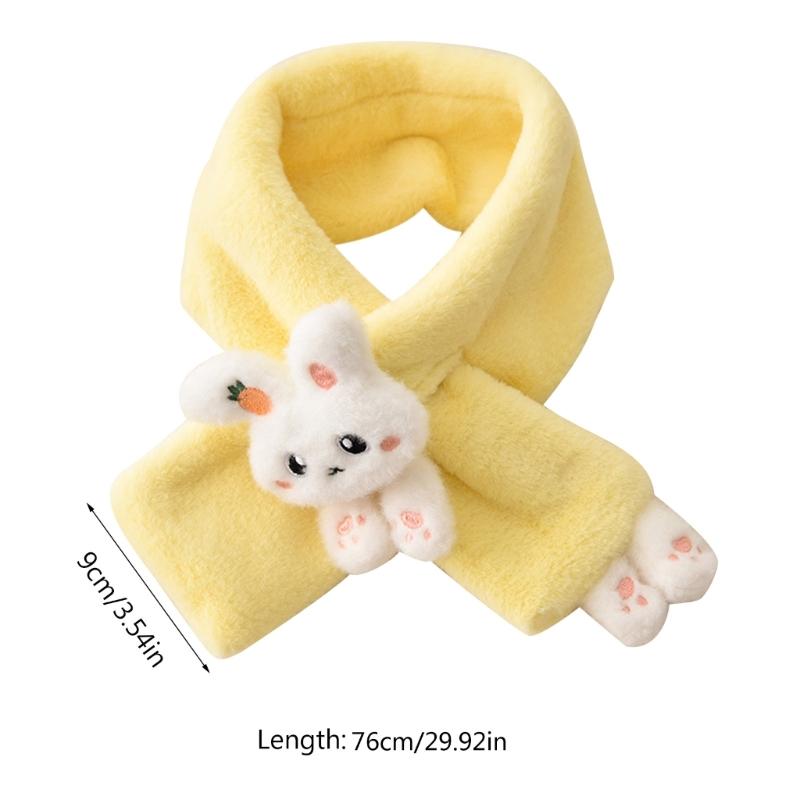Girls Winter Warm Thicken Scarfs Cartoon Bunny Shape Faux Fur Plush Cross Collar Scarf Shawl Lovely Warm Soft Scarf