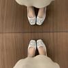 First encounter fairy wind rhinestone square buckle commuter shoes spring 2026 new one-pedal soft-soled ballet