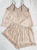 Damen Übergröße Frühling und Sommer Bequeme Kunstseide Loungewear 2-teiliges Camisole und Shorts Pyjama-Set Sexy V-Ausschnitt Homewear
