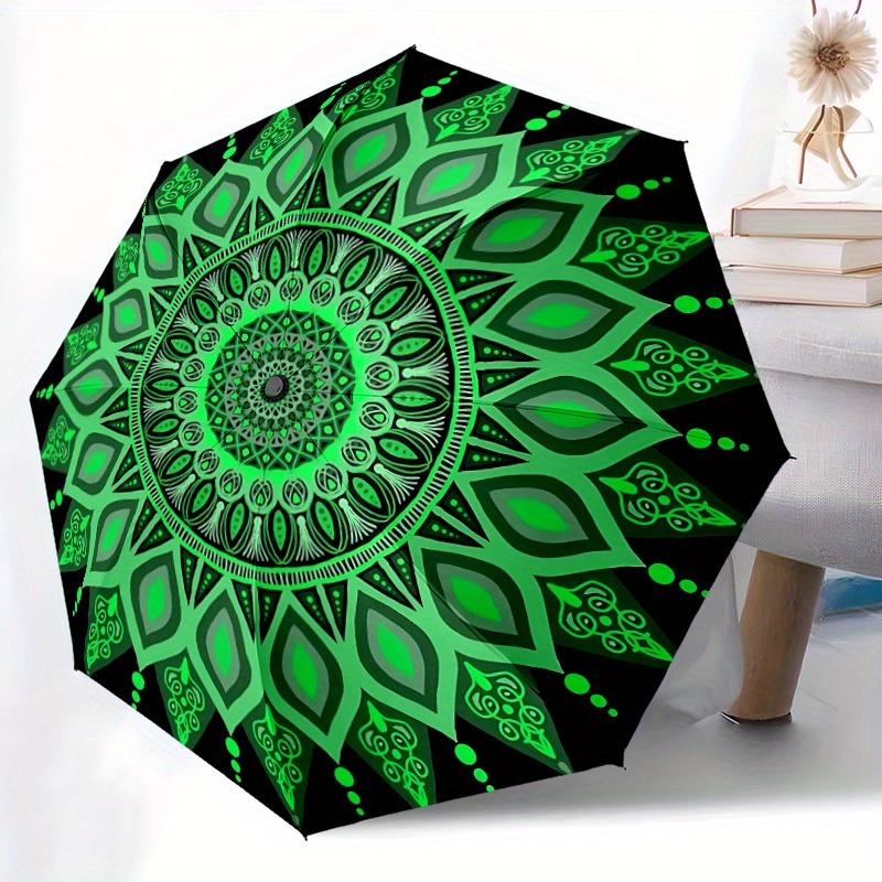1pc Mandala Pattern Automatic Open/close Folding Umbrella, Compact Portable Travel Umbrella, Perfect Birthday/Christmas, Cute Umbrella, Dura