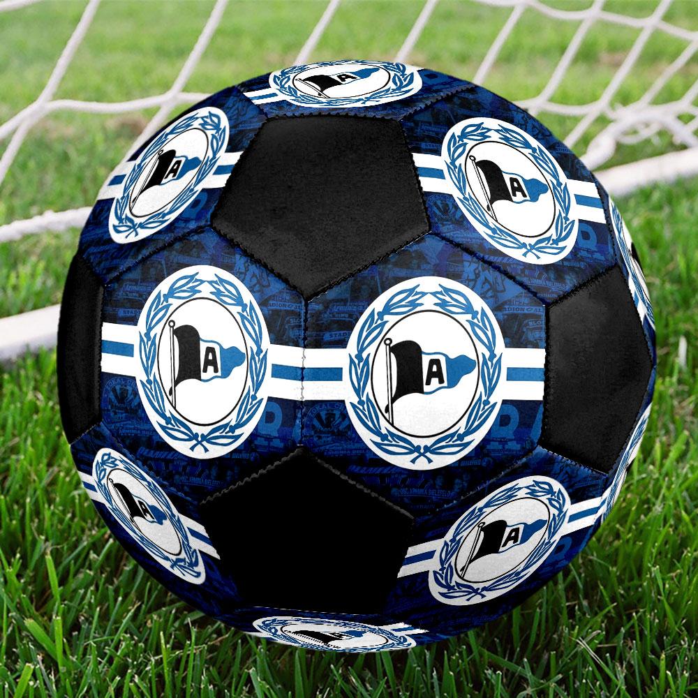 Pallone da Calcio DSC Arminia Bielefeld taglia 5, colorato, adatto a tutte le età, cucito a macchina, materiale PVC, grado competizione, durevole e ad alto rimbalzo