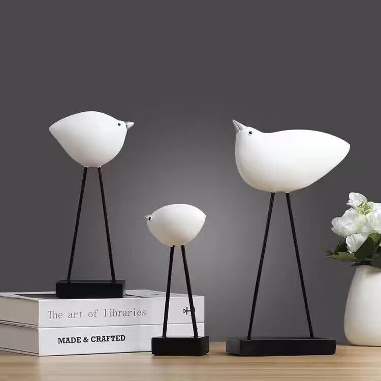 European Cute Resin Bird Figurines Home room Items Desk Statue Decoration Cafe Table Miniatures Accessories valentine day gifts