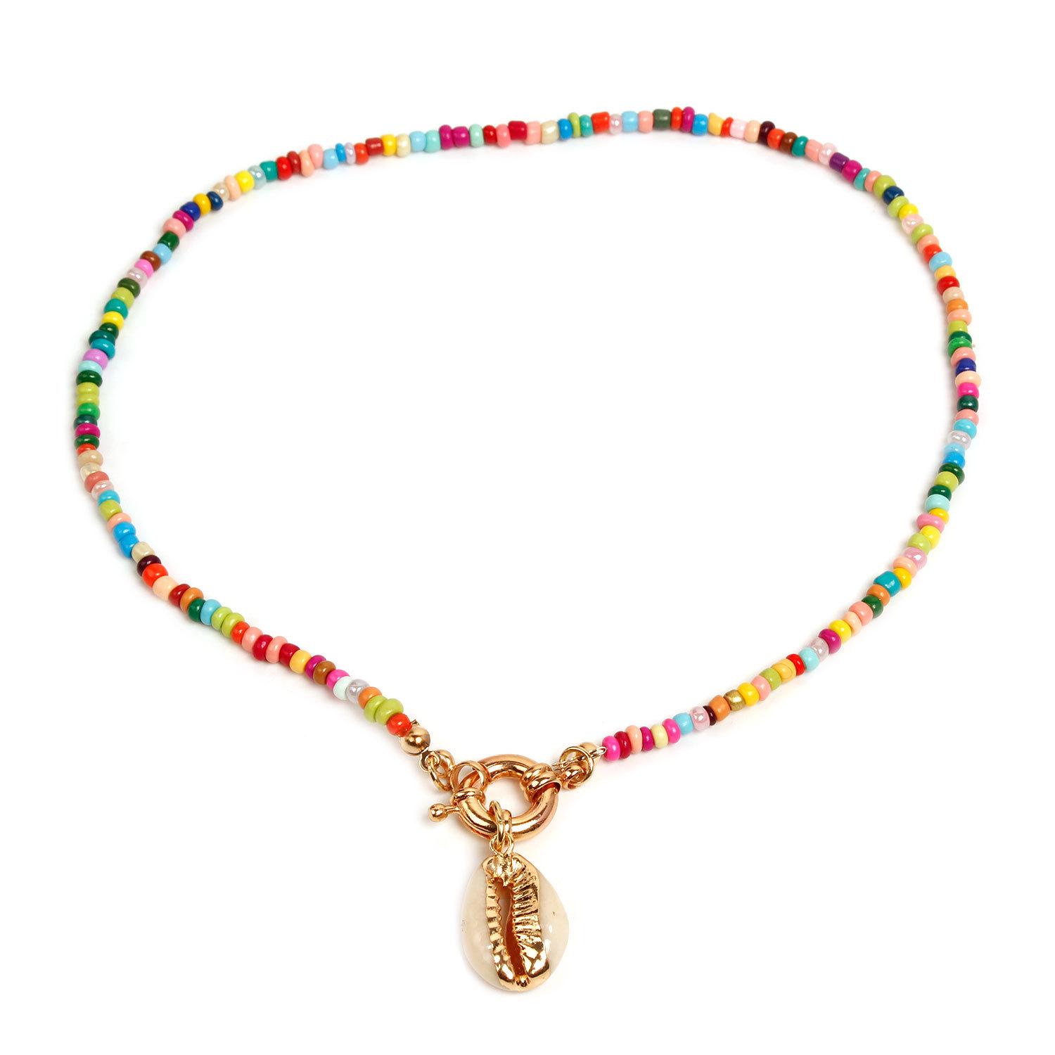 Accessories, hand-threaded colored rope, rice bead shell pendant, necklace, fashionable new rudder necklace.