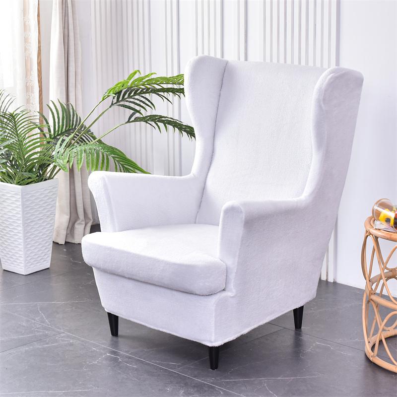 Thicken Plush Wing Chair Cover Stretch WingBack Armchair Slipcovers  Elastic Winter Single Sofa Covers with Seat Cushion Cover