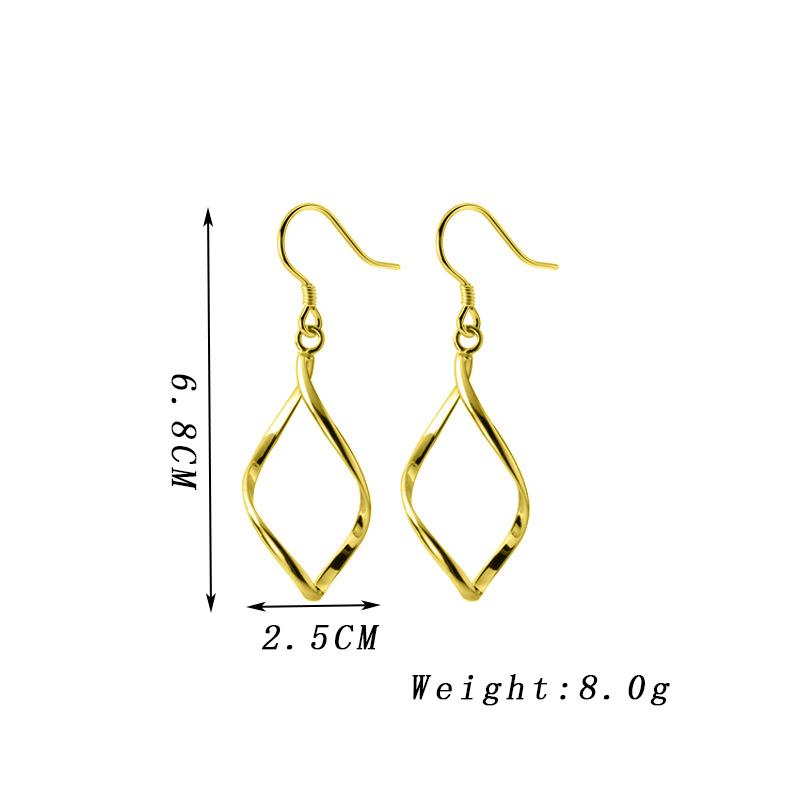 Simple Twist Metal Hollow Out Irregular Oval Dangle Earrings for Women Golden Silver Retro Statement Hook Earrings Jewelry