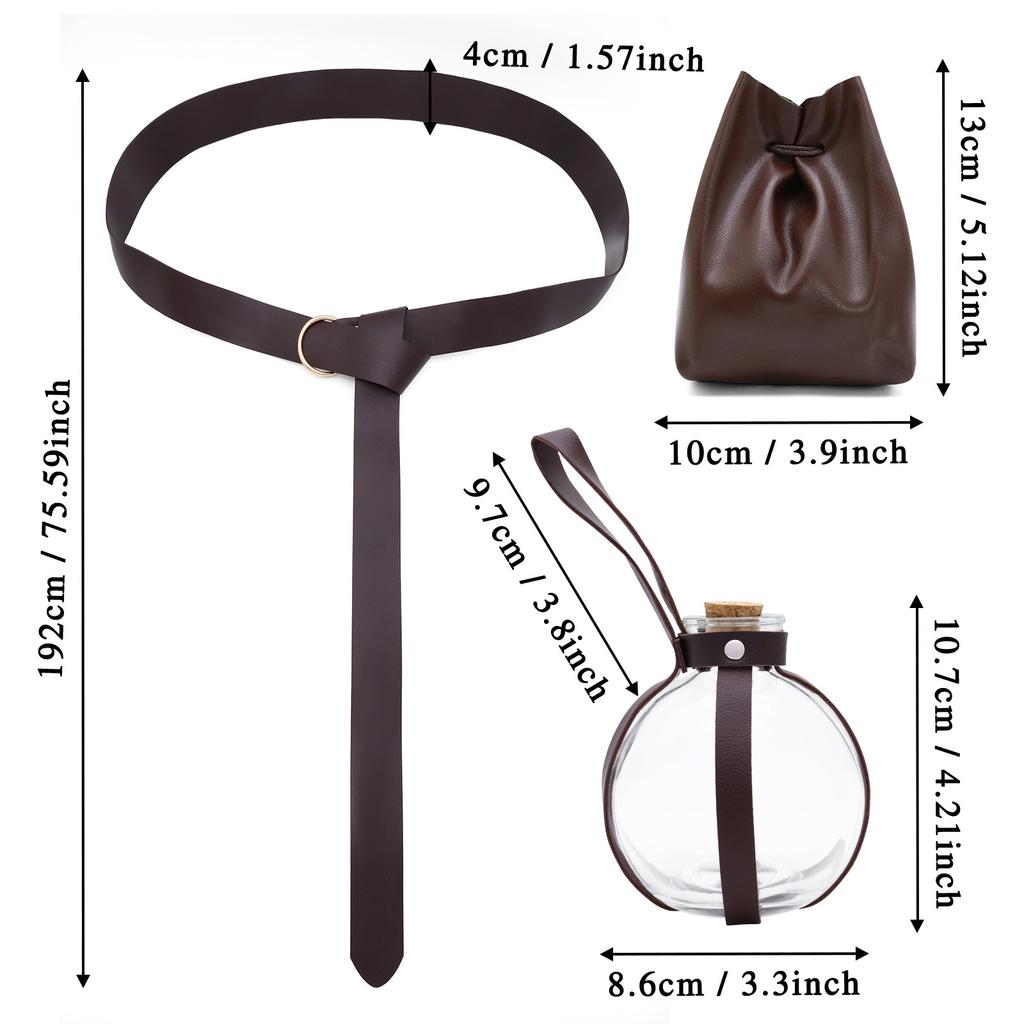 Medieval Halloween Viking Knight Belt Medicine Bottle Carnival Gem Bag Cosplay Costume Road