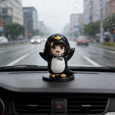 Cute Penguin Doll Statue Cartoon Small Resin Penguin Figure Car Dashboard Decor with Anti-Slip Base for Home Office Car Interior Accessory