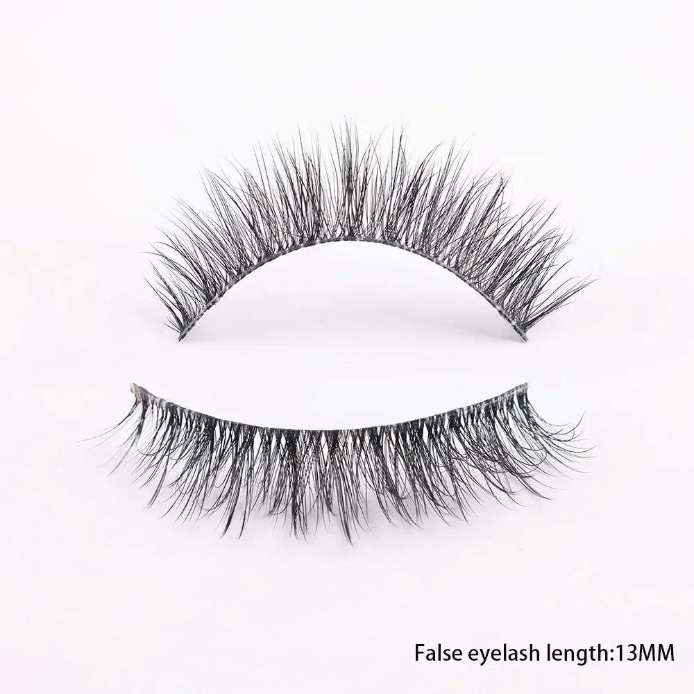 Clear Band Eyelashes Natural Fluffy 3D Mink Lashes D Curl Volume Wispy False Eyelashes With Clear Band Soft Reusable Lashes