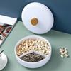 Round Plastics Divided Serving Tray with Lids Individual Dishes Storage Containers Serving Platter for Snack Fruit