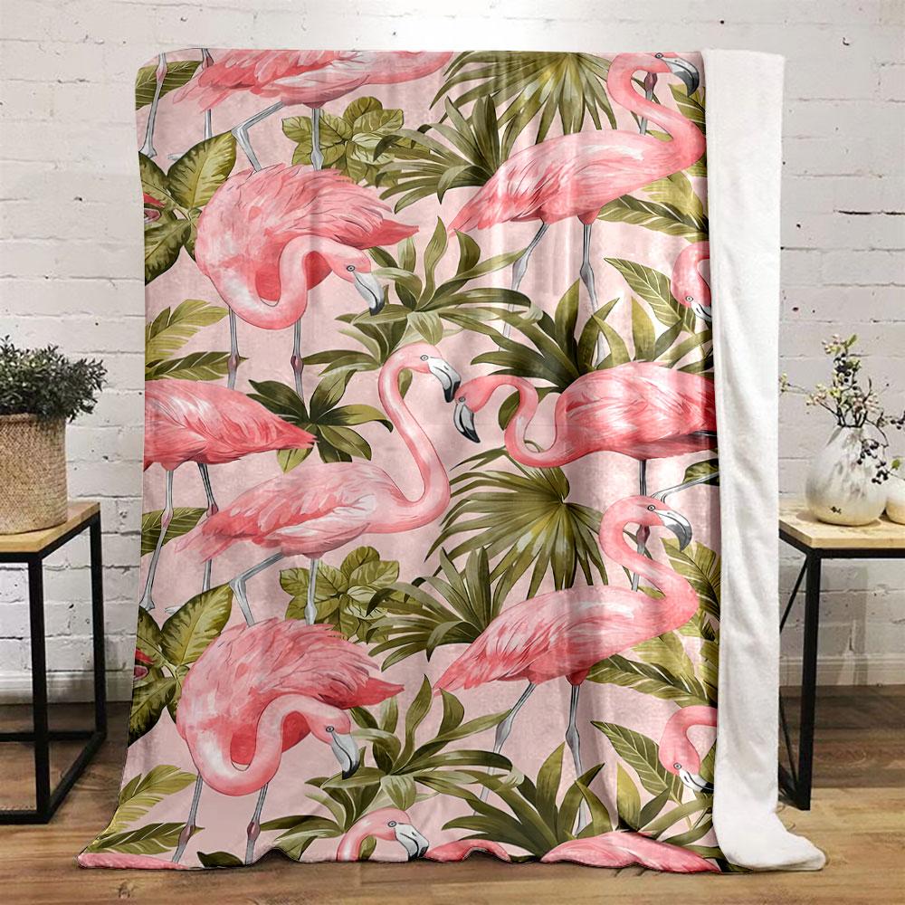 Pink Flamingo Tropical Leaves Blanket bedroom Blanket for Livingroom Couch lunch break Soft throw for Friend's festival Gift