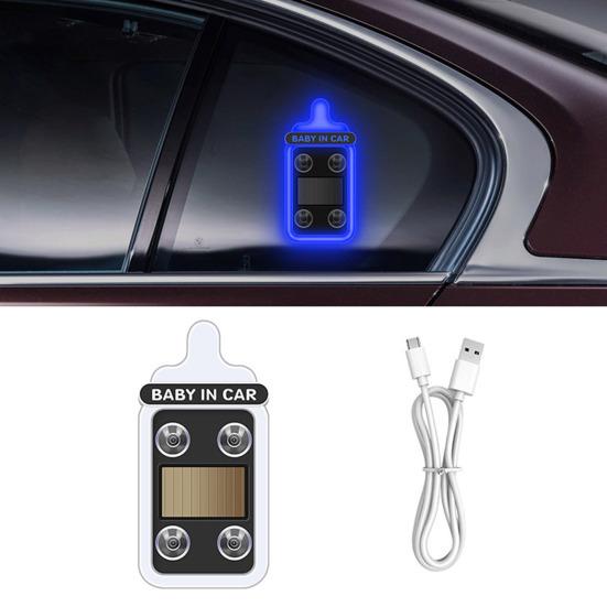 Solar Bottle Shape Car Light Baby in Car Safety Sign Wireless Neon Atmosphere Lamp for Triangle Window Suction Cup Mount LED Decorative Light Unique