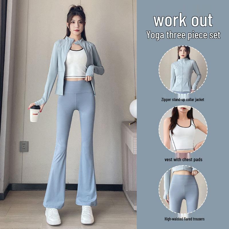 Women's 2024 High-End Yoga Suit: Advanced Pilates Fitness Jacket & Micro Flare Pants