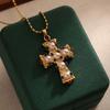 Geometry Pearl Necklace Exquisite Vintage Jewelry Necklace Retro Cross Pendant Necklace  Unisex