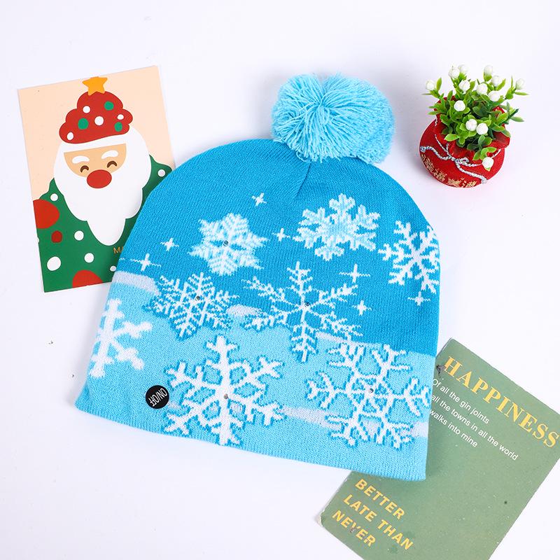 LED Light-Up Knit Christmas Hat - Colorful Winter Wool Hat for Adults & Children