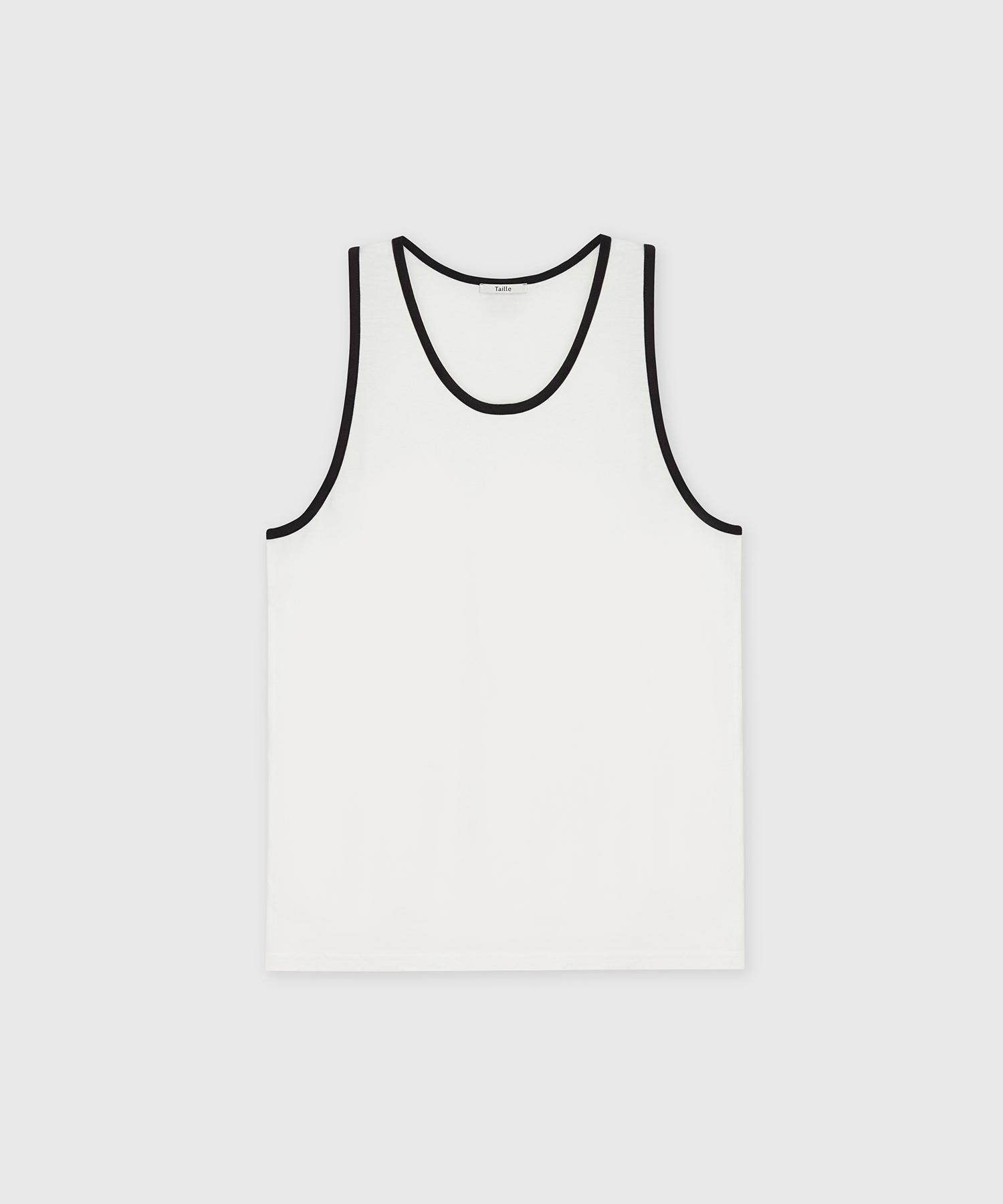 Tire Cotton Modal Sleeveless Top White/Black 1 (Women)