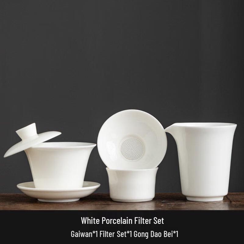 Tea Xun White Porcelain Gaiwan & Gongdao Cup Set
