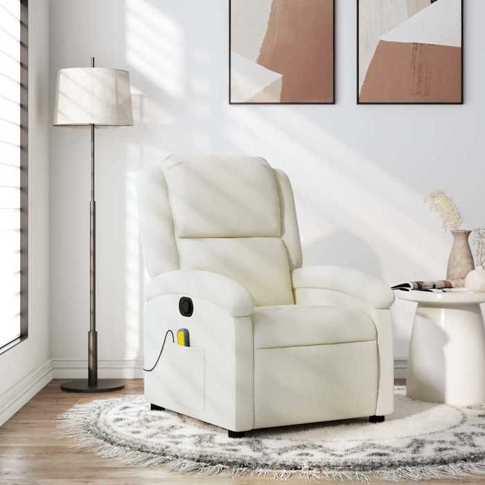 VidaXL Fauteuil de massage inclinable crème velours 371817