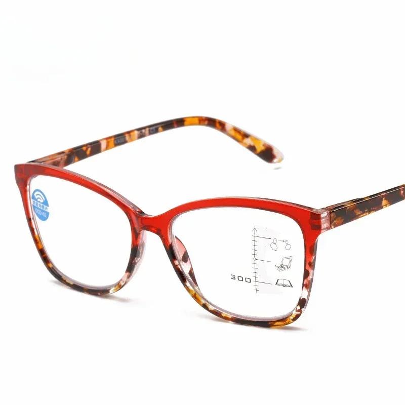 

Neutral Full-frame Progressive Multifocal Presbyopia Glasses Anti-blue Light HD Reading Glasses Fashion Retro 3.5