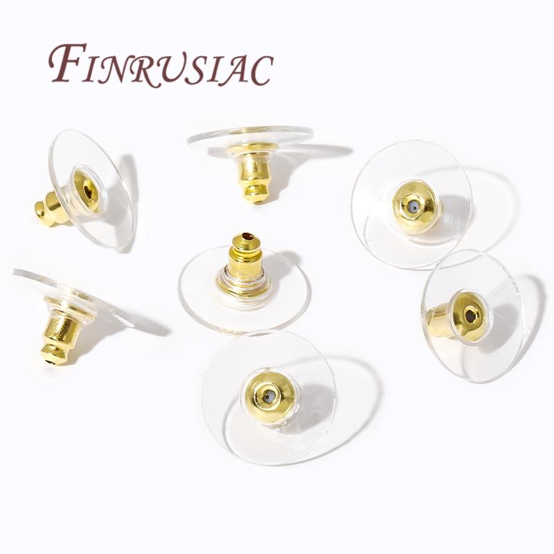 50Pcs/Lots Earring Backs For Studs 14K Gold Plated Rubber Ear Backs Stopper Ear Nut For DIY Earring Jewelry Making Accessories