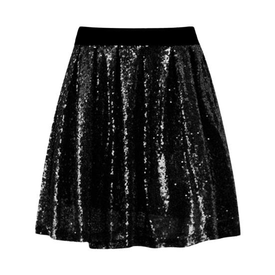 Women Skirt Elastic High Waist Sparkling Sequins Short Skirt Breathable Fabric Slimming Skirt Work Leisure Travel Parties