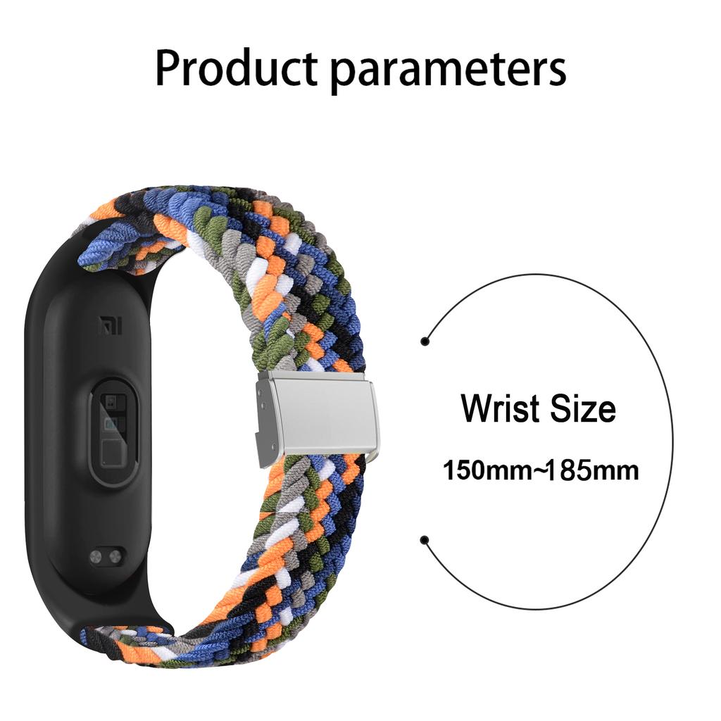Nylon Braided Strap For Mi Band 7 6 5 Stainless Steel Buckle Elastic Adjustable Bracelet Band for Xiaomi Miband 4 3 5 6