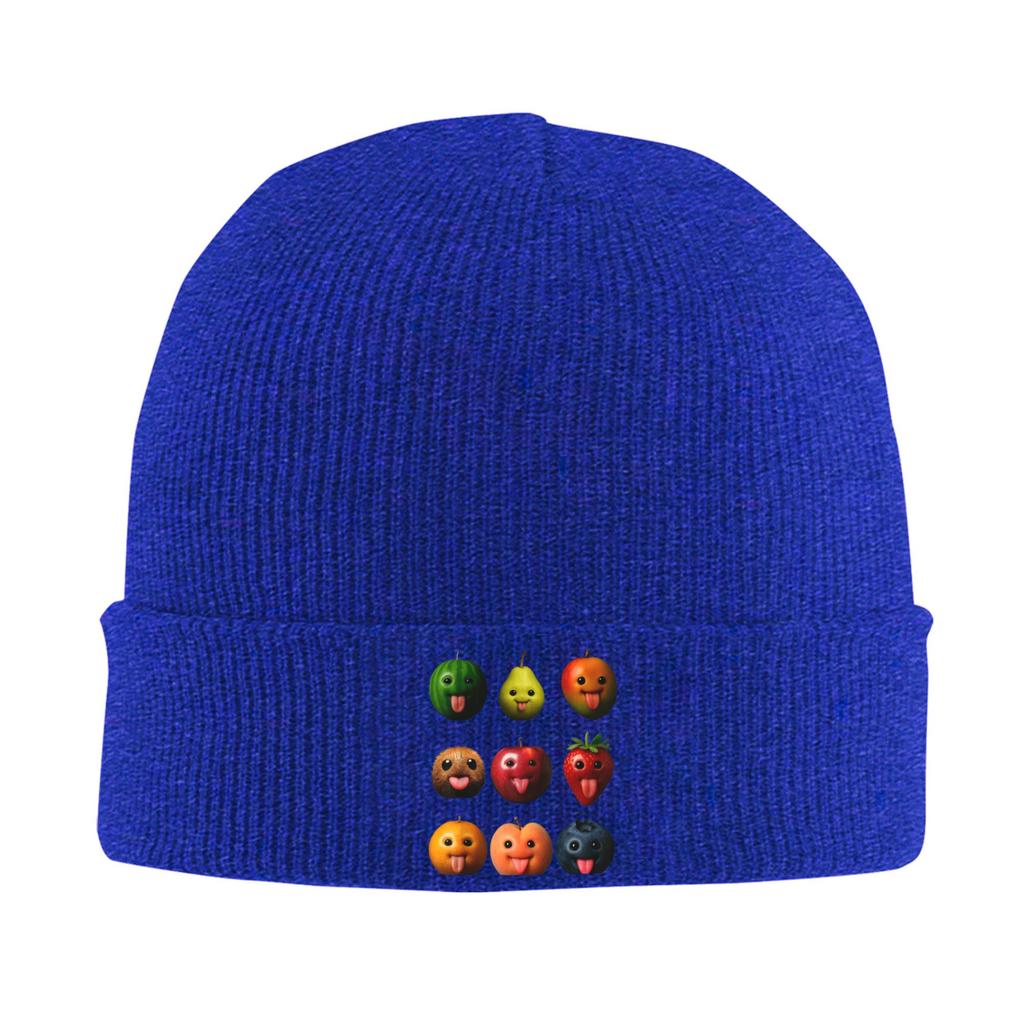 Funny Silly AI Fruit gen z Meme BrainRot Humor Tongue Out Beanie Hats  Bonnet Hats Fashion Knitted Hat Thermal Elastic Caps
