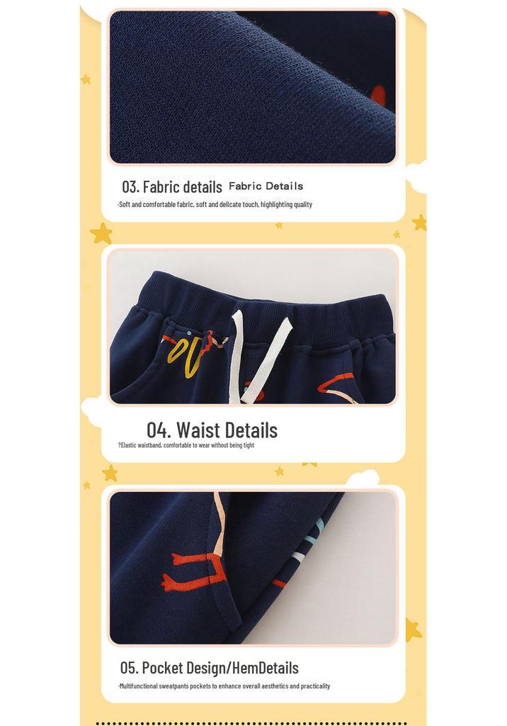 Autumn Boys' Joggers - European & American Style Printed Sports Pants for Kids