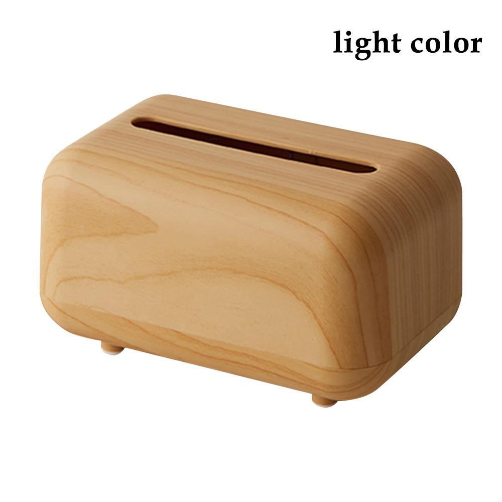 1Pcs with Spring Inside Tissue Box Large Capacity Napkin Dispenser Tissue Storage Box Shell Wood Grain Plastic Paper Box Holder
