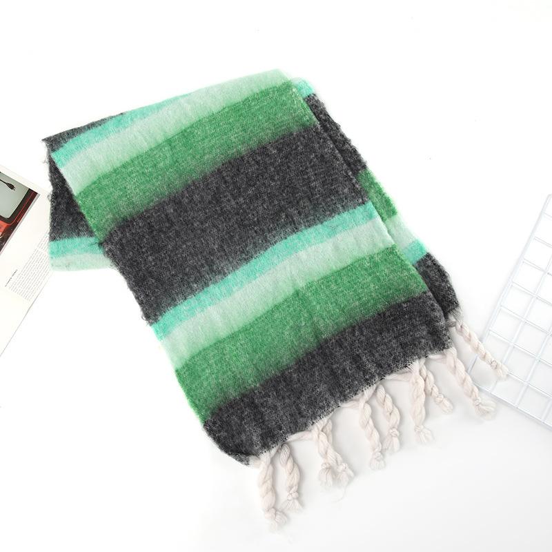 Braided Autumn and Winter Scarf for Women New Thick Warm Soft Waxy Scarf Winter Thick Tassel Scarf